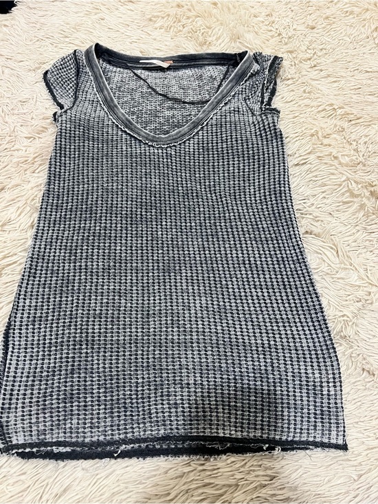 Free People Tops - Free People Charcoal & Black Waffle V-Neck Tank